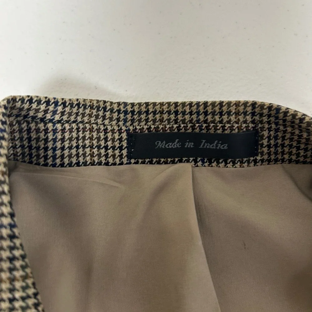 Lauren Ralph‎ Lauren Sport Coat Mens 48L Brown Houndstooth 100% Wool Blazer